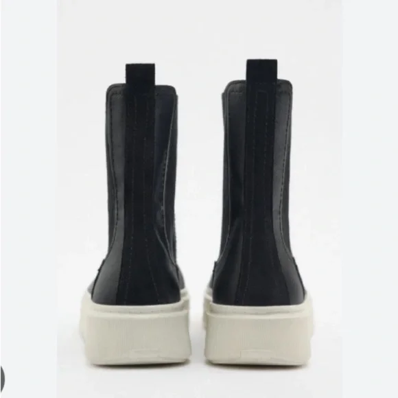 Zara contrast high top leather sneakers black minimalist - Picture 4 of 9